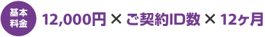 【基本料金】12,000円×ご契約ID数×12ヶ月